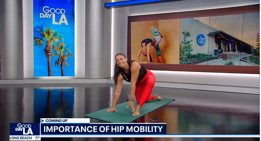 Yoga teacher, Elma Panagaki from Bay Club, joins Good Day LA for National Yoga Month.